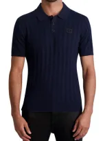 Karl Lagerfeld Mix Rib Polo Sweater In Navy