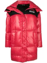 Miu Miu Oversized Padded Jacket In Rosso