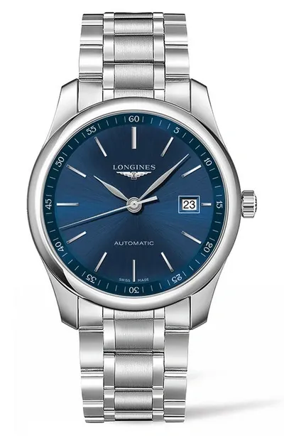 Longines Master Collection 40mm Stainless Steel Automatic Bracelet Watch In Blue