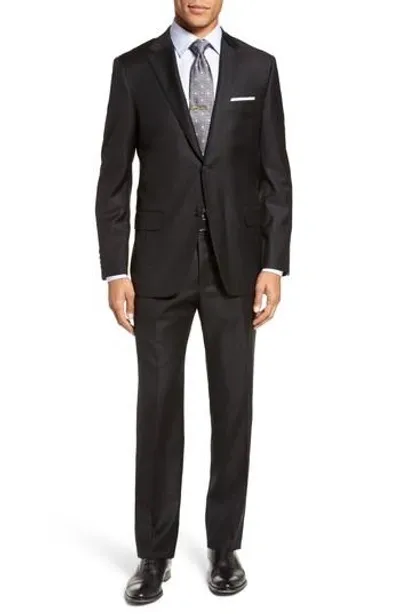 Hickey Freeman Classic B Fit Solid Loro Piana Wool Suit In Charcoal