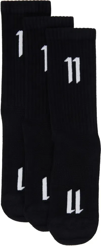 11 By Boris Bidjan Saberi Three-pack Black 11 Logo Socks