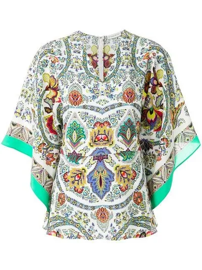 Etro Chiquitisi Floral-print Silk Crepe De Chine Top In Garden