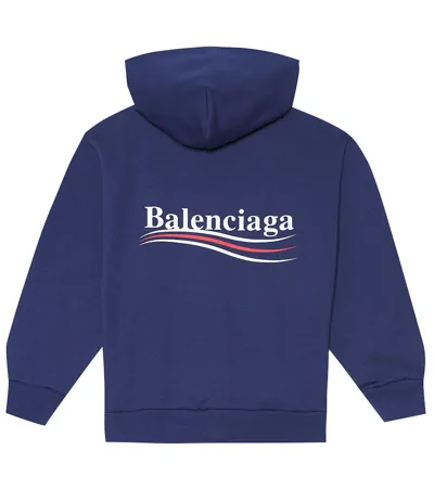 Balenciaga Cotton-blend Hoodie In Blue