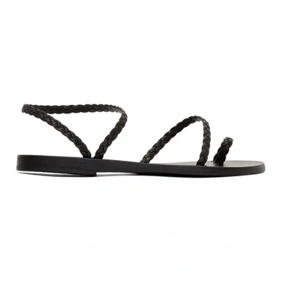 Ancient Greek Sandals Black Braided Leather Eleftheria Sandals