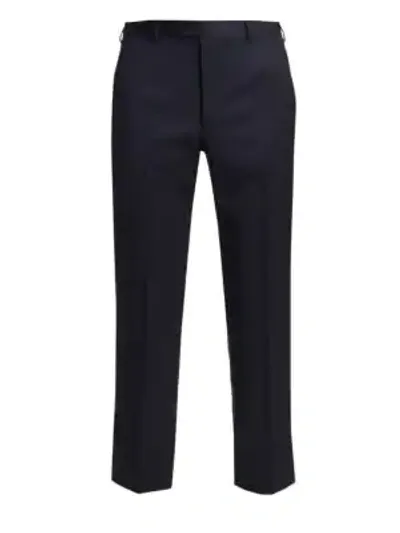 Emporio Armani Raised-seam Tapered Trousers In Solid Blue