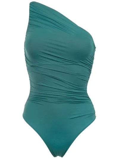 Brigitte Sandra One Shoulder Swimsuit In Green