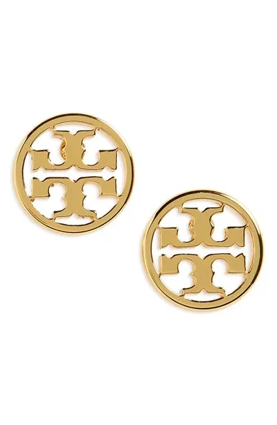 Tory Burch Circle Logo Stud Earrings In Tory Gold