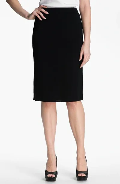 Ming Wang Below The Knee Straight Knit Skirt In Black