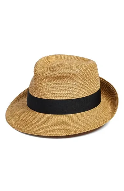 Eric Javits Squishee Classic Woven Fedora Hat In Natural Black