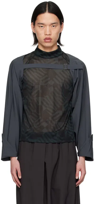 132 5. Issey Miyake Gray Tetra Cardigan In 17-dark Gray