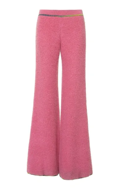 Missoni Low-waisted Wool Blend Flare Trousers In Pink