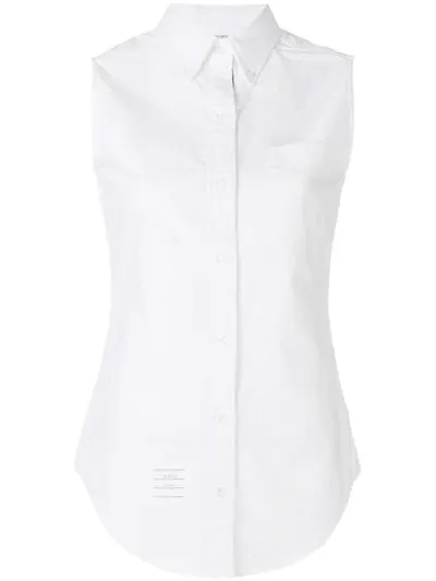 Thom Browne Sleeveless Grosgrain Oxford Shirt In White