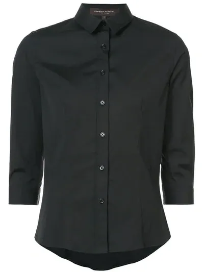 Carolina Herrera Three-quarter Sleeve Classic Shirt In Black