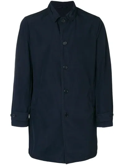 Aspesi Button-up Trench Coat In Blue