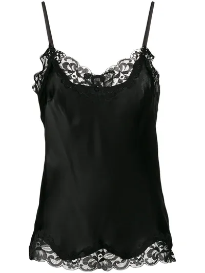 Gold Hawk Lace Trim Cami Top In Black