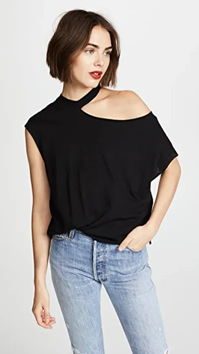 Rta Axel Cutout Cotton And Cashmere-blend Jersey Top In Widow