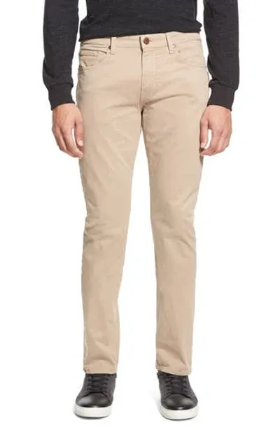 Paige Federal Straight Slim Fit Twill Pant In Timberwolf In Toasted Almond