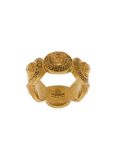 Versace Medusa Motif Ring In Grey