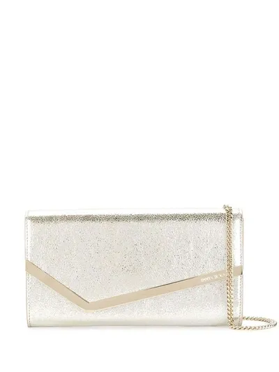 Jimmy Choo Emmie Leather Clutch Bag In Metallic