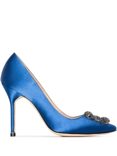 Manolo Blahnik Hangisi 105mm Appliqué Pumps In Blue