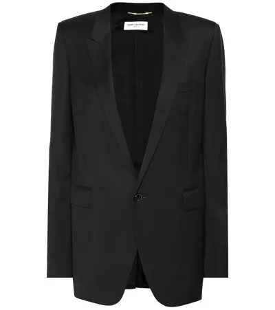 Saint Laurent Shadow Zebra Virgin Wool Blazer In Black