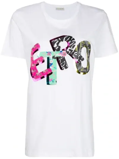 Etro Metallic Logo Cotton T-shirt In White