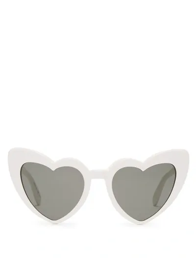 Saint Laurent Loulou Heart-shaped Acetate Sunglasses In White