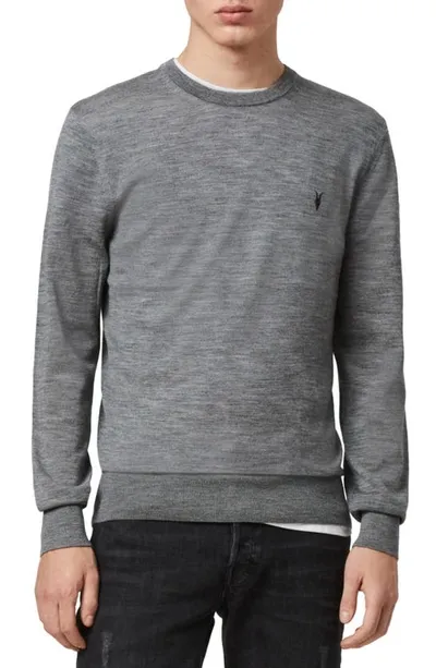 Allsaints Ivar Slim Fit Crewneck Wool Sweater In Grey Marl