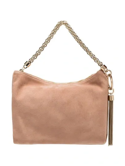 Jimmy Choo Ballet Pink Callie Suede Clutch In Cipria