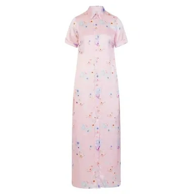 Sophie Cameron Davies Silk Maxi Dress Pink Beach Flower