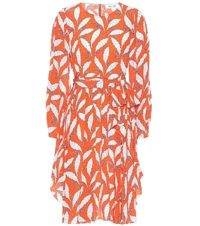 Diane Von Furstenberg Leaf-printed Silk Dress In Red