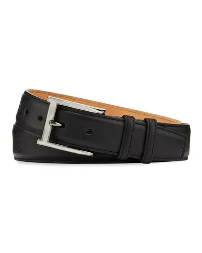 W. Kleinberg Pebbled Bison Leather Belt In Black