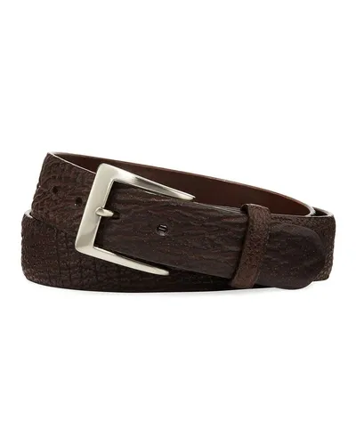 W. Kleinberg Men's Sharkskin Belt In Chocolate