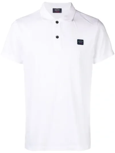 Paul & Shark Always Heritage Logo Pique Polo Shirt In White