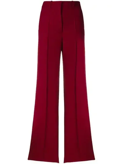 Victoria Beckham Wide Pleated Trousers In Red