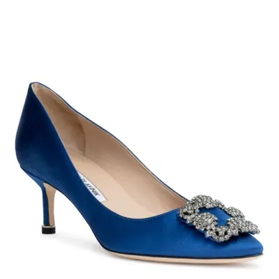 Manolo Blahnik Hangisi 50 Royal Blue Satin Pumps