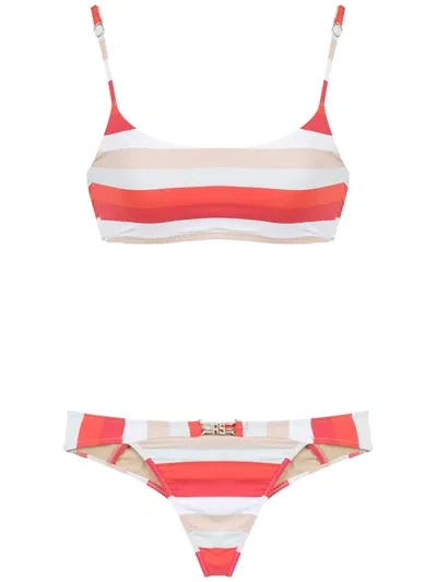 Amir Slama Striped Bikini Set In Red