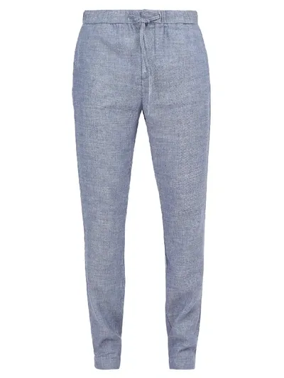 Frescobol Carioca Oscar Linen & Cotton Chino Pants In Blue