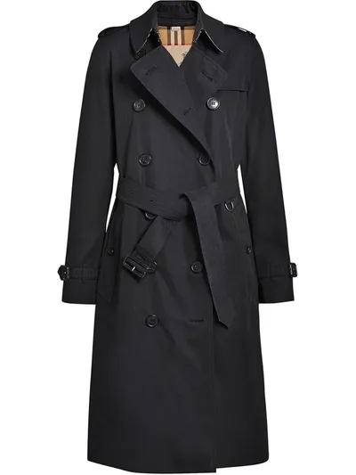 Burberry The Long Kensington Heritage Trench Coat In Black