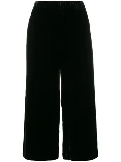 P.a.r.o.s.h Parosh Cropped Wide-leg Cotton Trousers In Nero