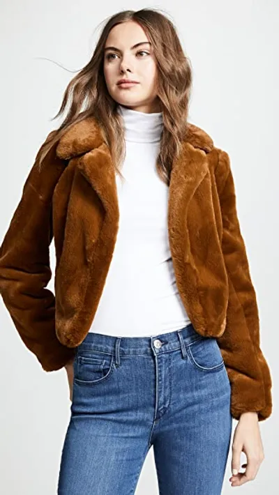 Blank Denim Cropped Faux Fur Jacket In Milk Chocolate