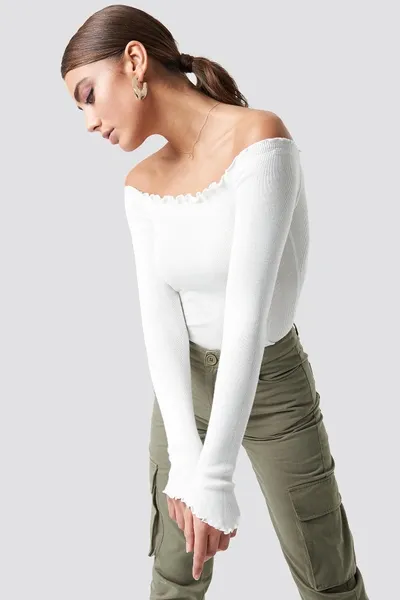 Pamelaxnakd Off Shoulder Light Knit Top - White