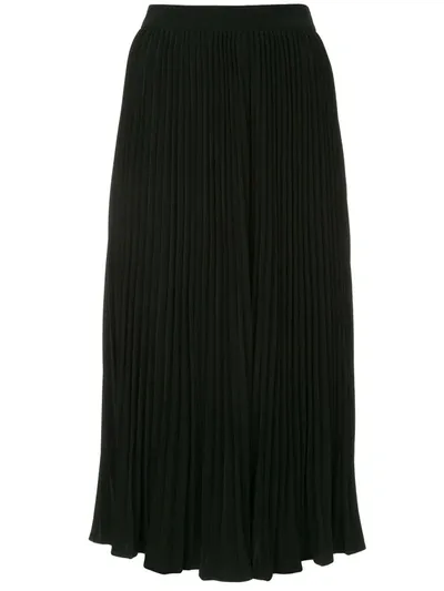 Co Essentials Elastic-waist Pleated Skirt In Black