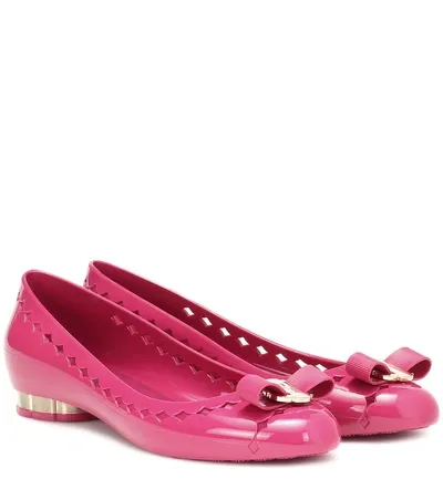 Ferragamo 20mm Jelly Laser-cut Pvc Ballerina Flats In Pink