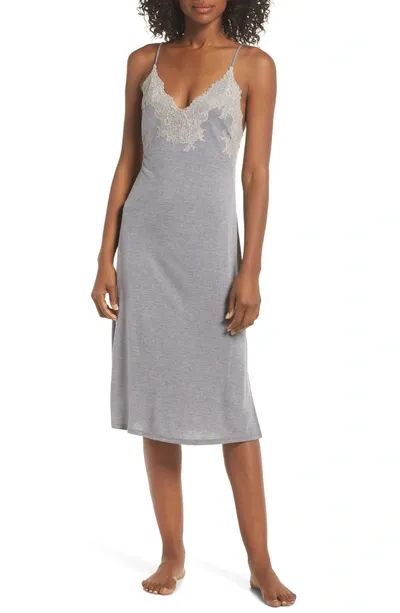 Natori Luxe Shangri-la Nightgown In Grey