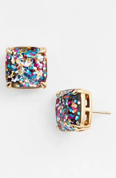 Kate Spade Womens Multi Glitter Glittered Small Square Stud Earrings In Gold Multi