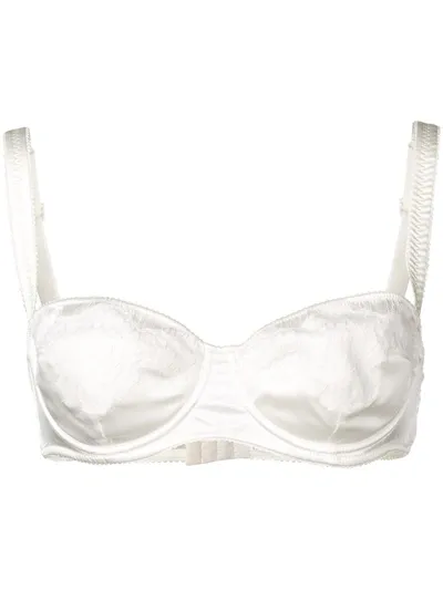 Dolce & Gabbana Stretch-silk Balconette Bra In Bianco Naturale