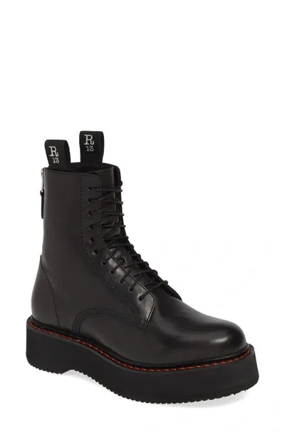 R13 Black Stacked Platform Boots