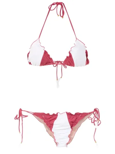 Brigitte Two-tone Bikini Set In Pink