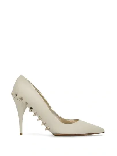 Valentino Garavani Jaw Studs Point Toe Pumps In White